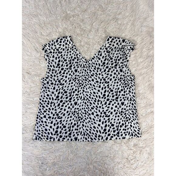 Express Tops - Express Black & White Polka Dot Print Womens Sleeveless Blouse V-neck Size XL